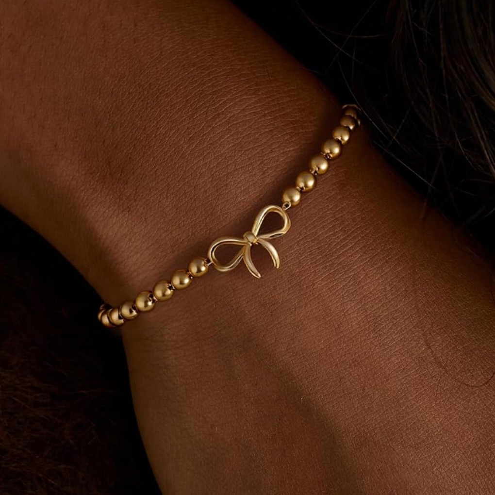 New! Beaded Gold Bow Bracelet Nwot